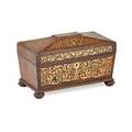English brass inlaid tea caddy
