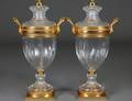 PAIR OF GILT BRONZE MOUNTED GLASS LAMPS