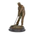 Bronze sculpture of golfer