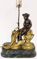 French Gilt Bronze  Wood Lamp