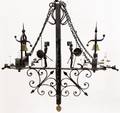 French Iron Figural Brass Bell Chandelier