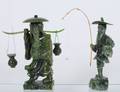 TWO CARVED HONAN JADE FIGURES OF FISHERMEN