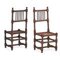 Jacobean style pair of barley twist chairs