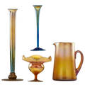 Tiffany studios four favrile glass items