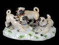 MEISSEN PORCELAIN GROUP OF PUGS