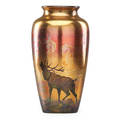 Weller tall lasa vase with elk