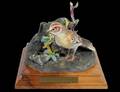 D DOUGHTY PORCELAIN LARK SPARROW WITH TWIN POD  RED