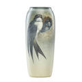 Carl schmidt rookwood vellum vase with swallows