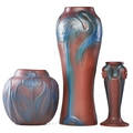 Van briggle three vases mulberry glaze