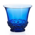 Lalique monaco vase blue glass