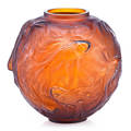 Lalique formose vase amber glass