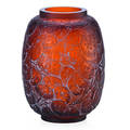 Lalique monnaie du pape vase amber glass