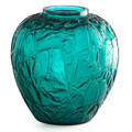 Lalique perruches vase teal glass