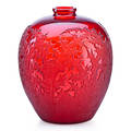 Lalique acanthes vase red glass