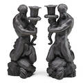 Pair of wedgwood basalt candlesticks