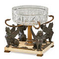 Egyptian revival giltbronze bowl on stand