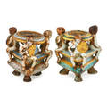 Pair of italian faience candlesticks