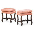 Pair of baroque style walnut benches