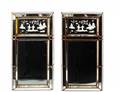 PAIR OF METAL AND ETCHED GLASS MIRRORS