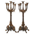 Pair wrought iron candelabra