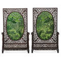 Pair of chinese hardstone table screens