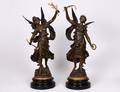 PAIR OF PATINATED WHITE METAL FIGURES