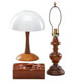 Robert whitley sculpted wood lamps