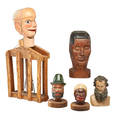 Folk art carved wood heads