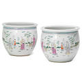Pair of chinese famille rose porcelain fish bowls