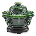 Mughal style spinach jade covered censer