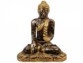 SINOTIBETAN CARVED AND PAINTED WOOD BUDDHA