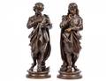 PAIR OF PATINATED BRONZE FIGURES OF POETS