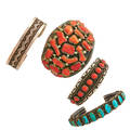 Native american silver coral or turquoise cuffs