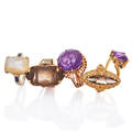 Five gemset 14k gold rings