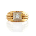Gentlemens diamond 14k yellow gold ring