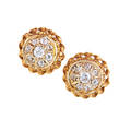 Diamond cluster and yellow gold post earrings