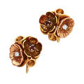 Bicolor 14k gold gemset flower earrings