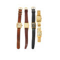 Five gentlemens 14k gold mechanical wristwatches