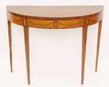 George III Satinwood Marquetry Demilune Console