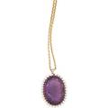 Carved amethyst cameo seed pearl gold pendant