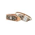Two antique diamond  platinum or gold rings