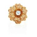 Yellow gold diamond rosette ring