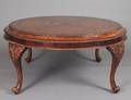 GEORGE III STYLE WALNUT AND BURL VENEERED LOW TABLE