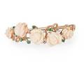 Carved coral rose  gemset gold bangle bracelet