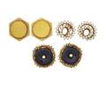 Three pairs yellow gold or diamond set earrings
