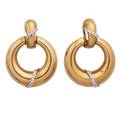 Yellow gold  diamond door knocker earrings