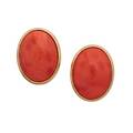 Orange coral  yellow gold cufflinks