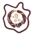 Collection of garnet or pearl jewelry  cameo