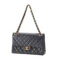 Chanel vintage black lambskin double flap handbag
