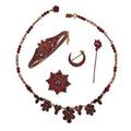 Bohemian garnet  gold filled assembled suite